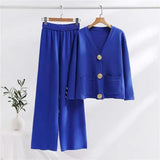 Small Fragrant Wind Two Sets Of Women's Autumn And Winter Knitted Jersey Jacket Sweater Casual