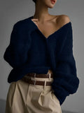 Women's Imitation Sting Cardigan Women Lazy Wind Loose Sweater Soft Long-Sleeved Knitted