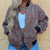 Women's Long-Sleeved Collar Digital Print Dress