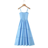 Corset Elastic Ruched Strap Midi Dress-Outfit