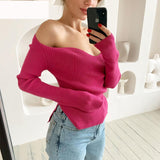 Toloer New Autumn And Winter Elastic Open Shoulder Base Knit-Outfit