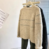 Toloer Horn Buckle Sweater Cardigan Women's Autumn And Winter Korean Loose Lazy Wind Embroidered Jakore Knitwear