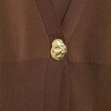 Temperament Metal Button Knitted Cardigan 2025 Spring Long Sleeve V Collar Short Coat