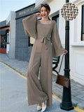 Jumpsuits Woman Dolka Pot High Waist V-neck Chiffon Loose Skinny Elegant
