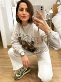 Army Green Tiger Sweatshirts for Women Long Sleeve Fashion Autumn Winter Sweatshirts Streetwear O-Neck Pullover Tops-Outfit