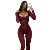 Yoga Style Long Sleeves Low Chest Sexy Tight Sleeves And High-Boose Sports Jumpsuits In Autumn And Winter