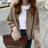 Autumn and Winter 2021 New Sweater Cardigan Women Winter Clothes Women Tops Fashion Loose Thick V-neck Knitted