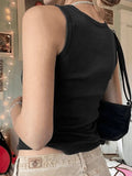 Heart Rhinestone Rib Crop Tank Top-Outfit