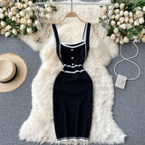 Women Knitted Strap Dress Korean Sleeveless Slim Pencil Dresses Summer Fashion Sexy Off Shoulder Bodycon Short