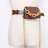 Elegant Patchwork Packages Women Girdle Chain PU Leather Casual Girdles For Female Fashion 2022 Summer