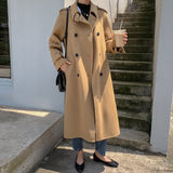 2020 Winter Korean Fashion High End Double Sided Lacing Belt Cashmere Long Jacket Loose Plus Size Wool Coat Women