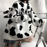 Deeptown Kawaii Cow Spots Sweater Harajuku Vintage Pullover Korean Style Long Sleeve Winter Autumn 2021 Fashion Couple