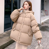 Winter 2021 Oversize Winter Puffer Jacket For Women Outerwear Womens Parkas Fur Hooded Cotton Padded Female Coat Warm