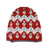 Christmas Sweater Women Loose Lazy Outside Wear 2021 Winter New Snowflake Round Neck Red Blue Sweater Couple Christmas