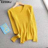 2022 basic v-neck solid autumn winter Sweater Pullover Women Female Knitted sweater slim long sleeve badycon sweater