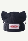 Logo Patched Cute Ear Beanie Hat-Outfit