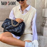 Bold Shade Vintage Streetwear Fashion 90s 2pcs Sets Knitting Twist Sweater Vest and Knee Length Shorts Matching Sets Winter