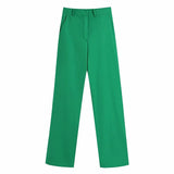 2022 Green Wide Leg Pants Women High Waist Baggy Straight Woman Pants Summer Streetwear Trousers Women Masculine Pant