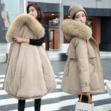 Cotton-Padded Jacket Women 2024 Winter Parke Leisure Long Korean Version Of Women's Warm Loose Big Wool Collar Cotton-Padded Coat-Outfit