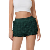 Sexy Beach Hot Pants Lotus Side Wave Solid-Colored Lolita Low-Rise Shorts Skirt