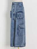 Toloer Design Sense A Skirt Spring 2024 New Fashion Temperament Splicing Tooling Pocket Skirt Woman-Outfit