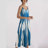 Toloer Summer New Hot Style Casual Slip Print V-Neck Sleeved Dress Dress-Outfit