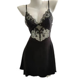 And Summer Sexy Pajamas Women Ice Silk Spliced Lace Sling With Chest Cushions Pyjamas Pure Spring And
