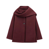 Homemade New Women's Dresses With Scarf Round-Neck Long-Sleeved Coat