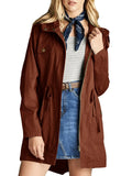 Military Jacket Women Fashion Long Sleeve Hooded Coat Spring Autumn Casual Streetwear Zip Up Drawstring Windbreaker