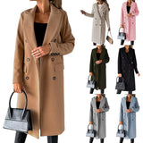 Women's Spring 2025 New Coat With Hair, Coat Solid Long-Sleeved Double-Buttoned