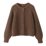 2025 New Women's Solid-Color Casual Fashion Coarse Knit Long-Sleeved Sweater Cardigan