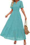 Women's V-Neck A-Shaped Hollow Lace Cake