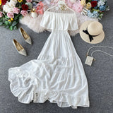 Shoulder Dress Summer Fairy Beach Dress Boho White Long Sexy Dresses For Women Party Elegant 2022 Korean Ruffle Clothes