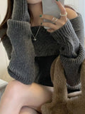 Solid Off Shoulder Knit Sweater-Outfit
