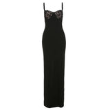 Women's 2024 Spring / Summer New French Temperament Lace Splicing Sling Dress Sexy Slim Dress Woman-Outfit