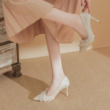 Gentle Style With Skirt High Heels 2025 New Bridesmaid Shoes With Beads Sharp Tips Single
