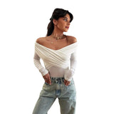 Toloer Women's Sexy Hot Girl Slim Top Solid Color Fashion V-Neck Splicing Long Sleeve Jumpsuit-Outfit