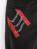 Chain Embellished Strap Straight Leg Pants-Outfit