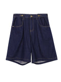 Toloer Blue Jeans Five Minutes Shorts Female Summer Plus Size Fat Sister Show Thin Show Tall And Versatile Wide Legs High Waist A Line Pants-Outfit