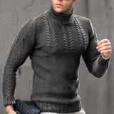 Toloer And Winter New Men's Sweater Men's Turtleneck Flower Long Sleeve Sweater Warm Head Sweater