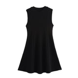 Women's Spring 2025 New Sleeveless Round-Necked Knitted Skating Dress Mini