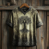 Men's Short-Sleeved Casual V-Neck T-Shirt 3D Digital Print