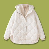 Casual Version Of The Quilt Hooded Jacket Jacket Lingge Cotton Ivory White 24 Winter