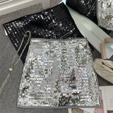 Shooting Heavy Industry Flash Shiny Piece High Waist Thin A Short Skirt Picts Anti-Walking Bag Hip Step Skirt