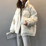 Ladies Fashionable Winter Oversized Stand Collar Down Jacket Women 2021 New Warm Thick Loose Chic Parka Bread Padded