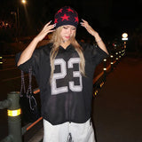 Summer New Women's Street Fashion Hot Girl Print Loose Sports T-Shirt Thin