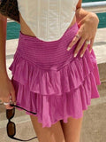 Smock Tiered Ruffle Mini Skirt-Outfit