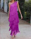 Eso-Shouldered Asymmetric Dress 2025 Spring And Summer