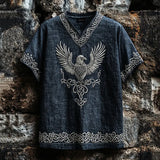 Men's Short-Sleeved Casual V-Neck T-Shirt 3D Digital Print