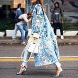 New Elegant Print Women Long Winter Wool Blend Coat Loose Wide-Waist Single Breasted Coat And Jacket Plus Size Outerwear